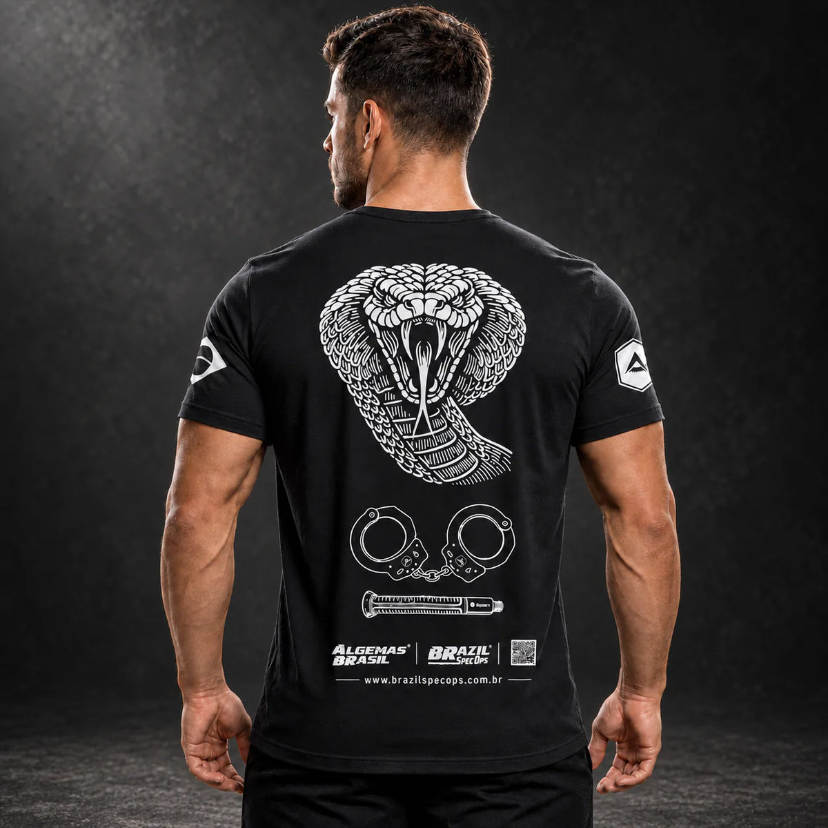 Camiseta Snake preta Dry Fit da Brazil Spec Ops