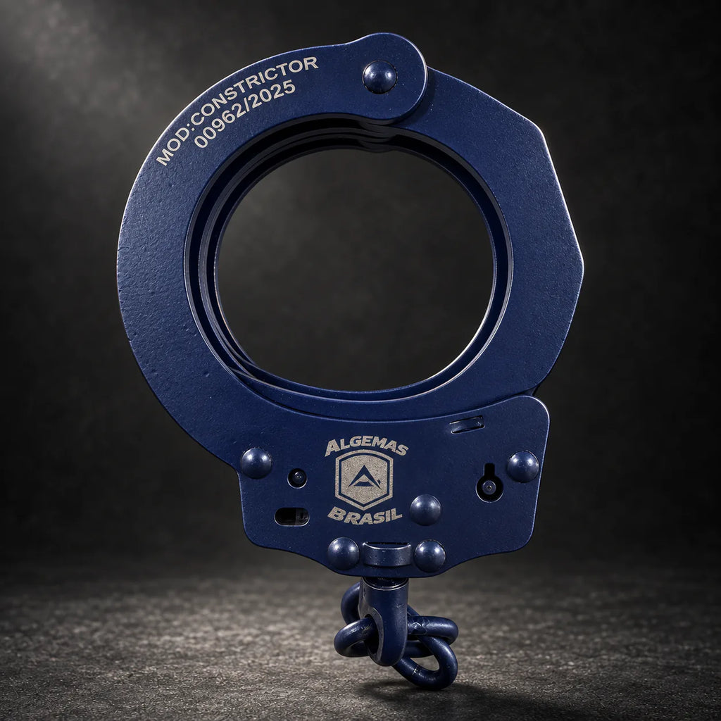 Algema Constrictor Azul em aço inox 304 com pintura eletrostática azul, aprovada na NIJ 0307.01